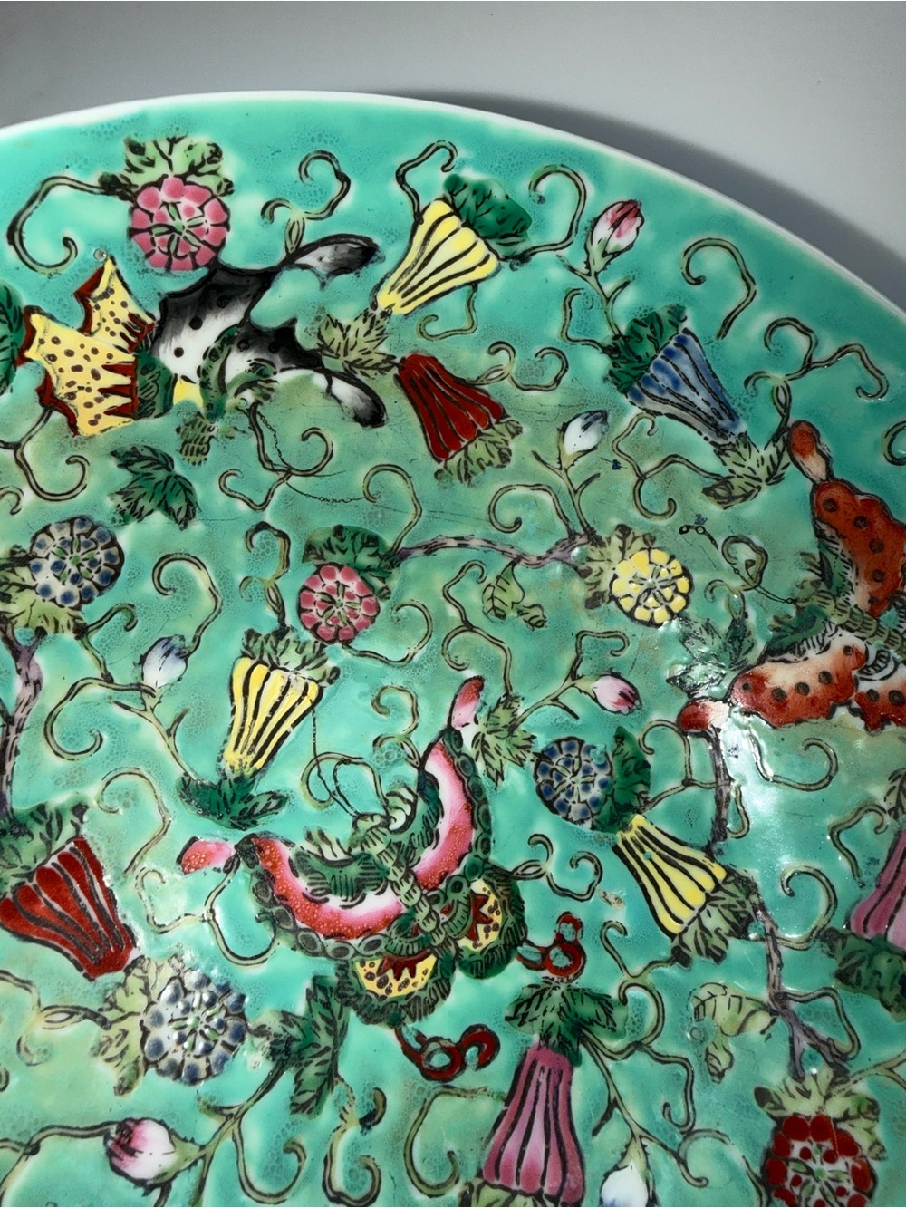 Chinese Famille Rose Turquoise Butterfly Bowl - Picture 9 of 10